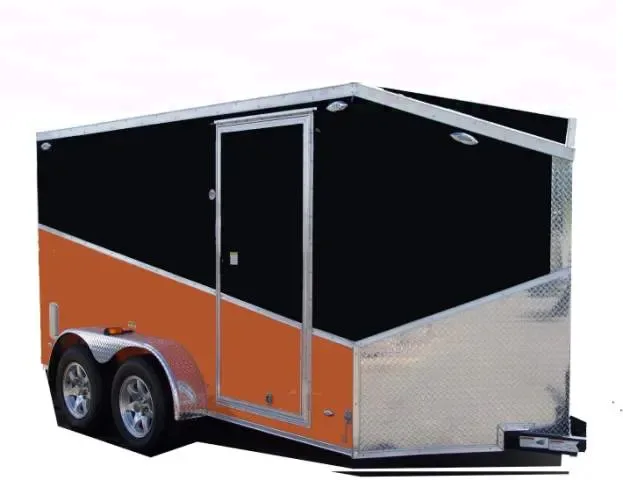 14ft Orange/Black Two Toned Enclosed Motorcycle Cargo Trailer