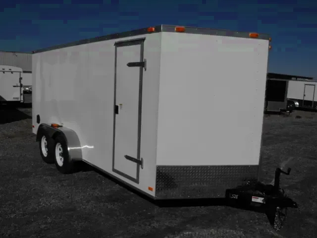16FT V NOSE WHITE WITH REAR RAMP