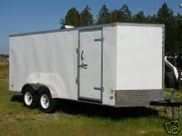 WHITE 16FT RAMP DOOR CARGO TRAILER WITH 3500LB AXLES