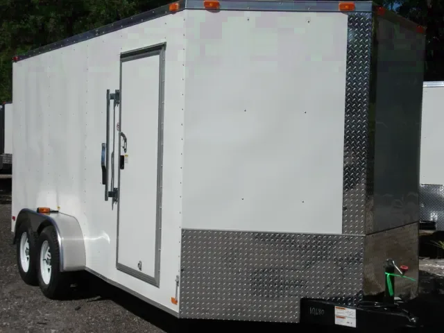 WHITE 16FT CARGO TRAILER WITH REAR RAMP DOOR