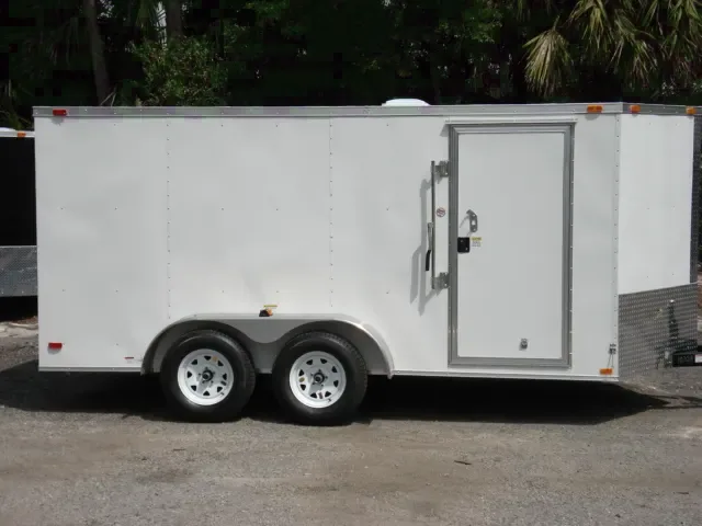 16FT WHITE  CARGO TRAILER W/RAMP