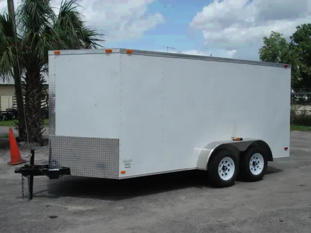 WHITE 16FT CARGO ENCLOSE TRAILER WITH V-NOSE