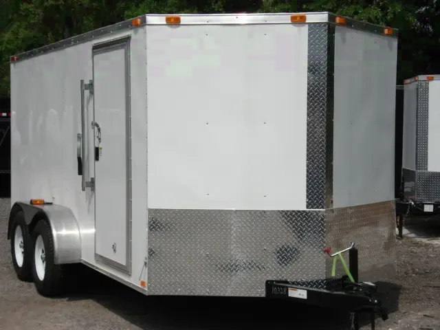 16FT WHITE CARGO TRAILER WITH V-NOSE