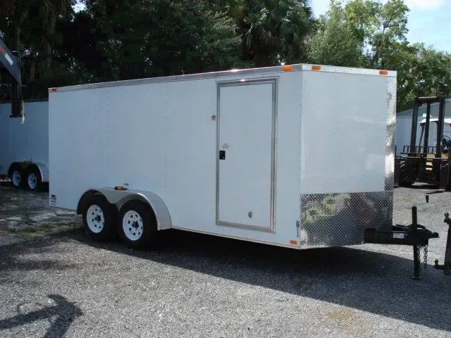 WHITE 16FT CARGO TRAILER WITH V-NOSE