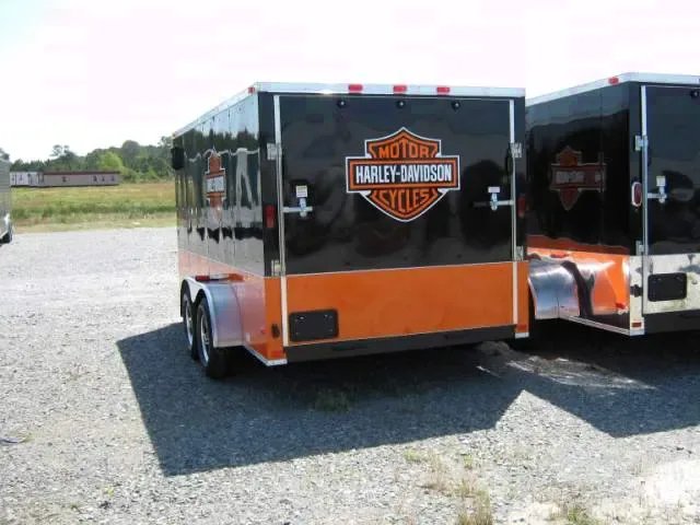 16FT V-NOSE HARLEY COLORS BLACK/ORANGE CARGO TRAILER