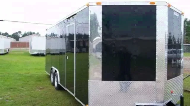24FT Enclosed Trailer Black with rear ramp door
