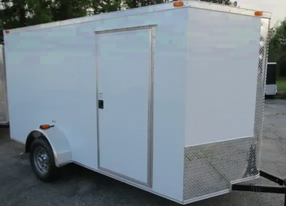 12FT WHITE ENCLOSED CARGO TRAILER-SINGLE AXLE