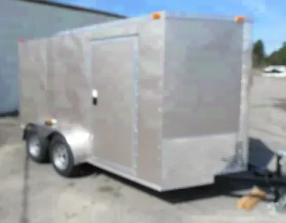 SILVER 14FT TA  Enclosed Trailer V Nose Ramp
