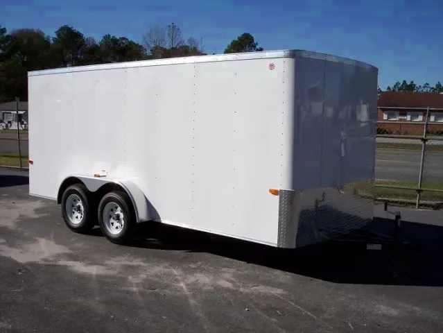 WHITE 14FT CARGO TRAILER W/D-RINGS
