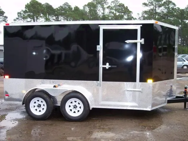 14ft Black Cargo Trailer w/Ramp Door