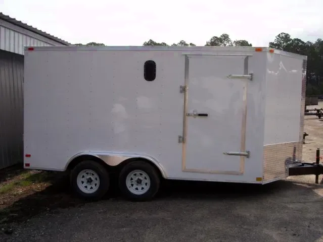 16ft V-nose White Enclosed Trailer