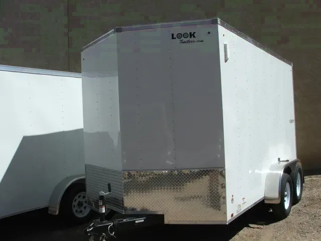 WHITE 12FT TANDEM CARGO TRAILER WITH RAMP