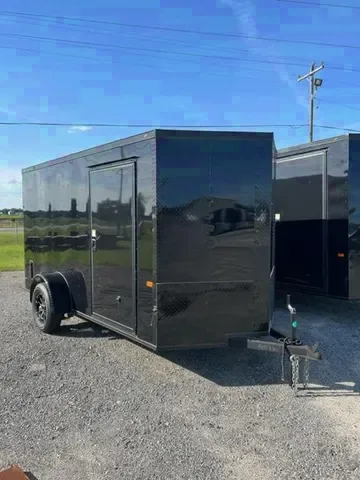 12FT BLACKOUT CARGO TRAILER WITH V-NOSE