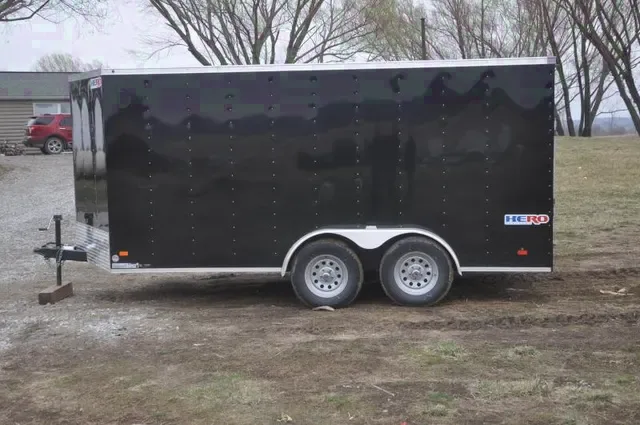14FT BLACK CARGO TRAILER WITH V-NOSE