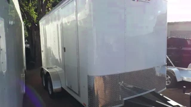 14FT CARGO TRAILER WITH REAR RAMP AND SPARE TIRE
