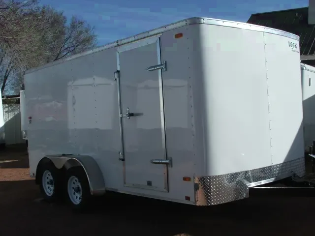 14FT WHITE CARGO TRAILER WITH RAMP DOOR