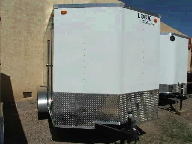 14FT  WHITE V-NOSE CARGO TRAILER