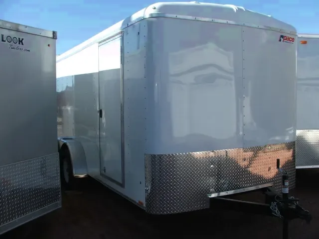 16FT  White Cargo Trailer with a Ramp