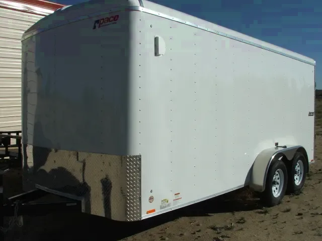 WHITE FLAT FRONT 16FT CARGO TRAILER