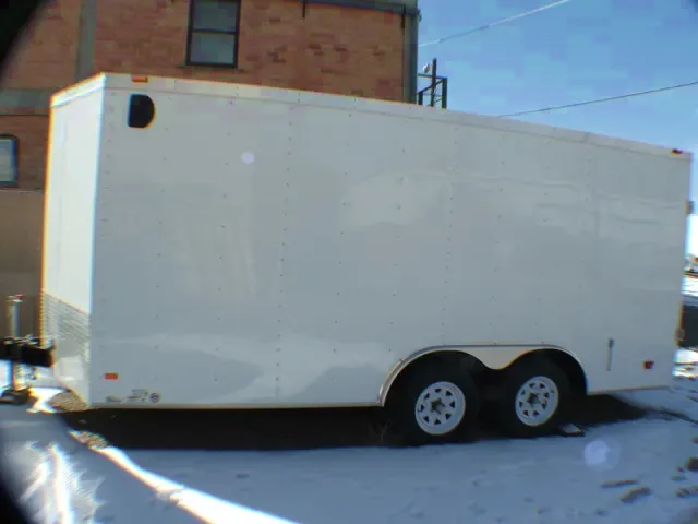 WHITE 16FT CARGO TRAILER WITH REAR RAMP DOOR