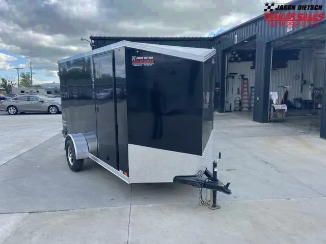 Sleek Black 2025 United 6x12 V-Nose Cargo Trailer - Your Offer is Welcome!