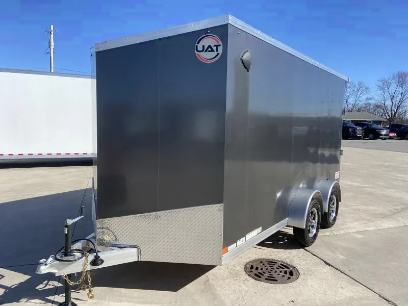 New 2025 United 7x14 V-Nose Cargo Trailer with Rear Ramp Door