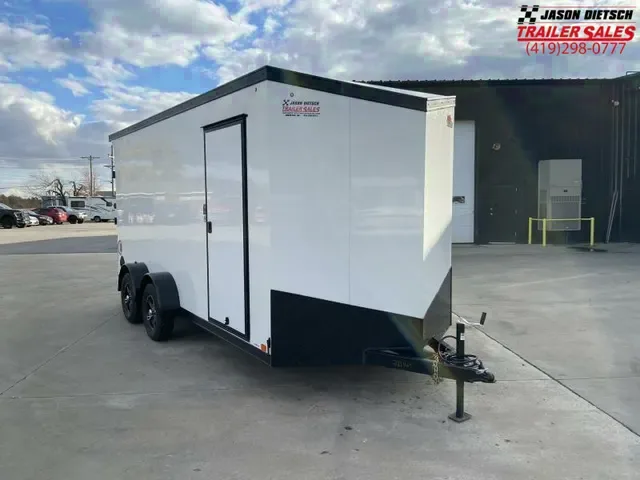 2025 United UJ 7x16 V-Nose Cargo Trailer 7K w/Rear Ramp Door – White