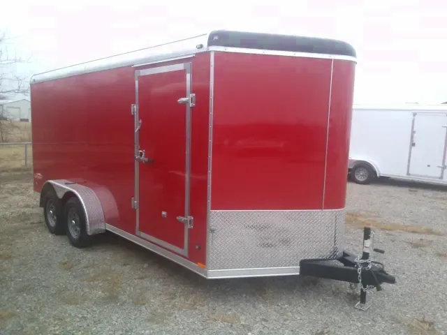 16ft Cargo Red V-Nose with Ramp