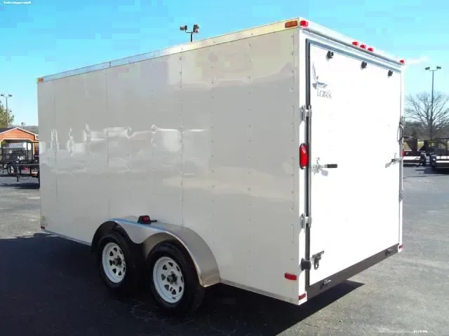 White 12ft Enclosed Cargo Flat Front