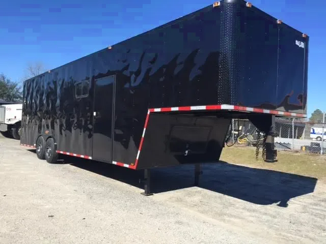 Black 36ft Gooseneck with Tandem 7K Axles