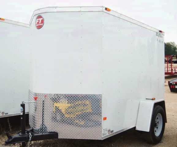 8ft Single Rear Door-White with Rounded V-Nose