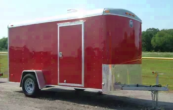 12ft Red Flat Front Cargo Trailer w/Ramp