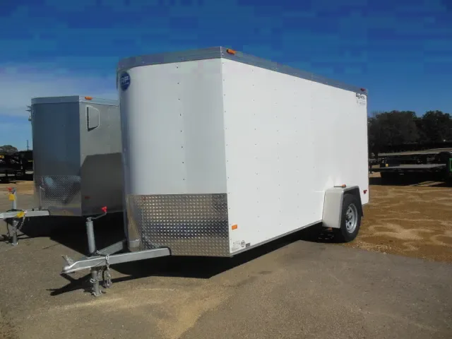 White 12ft Single Axle with Ramp and Rounded V