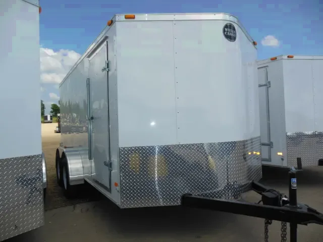 White 14ft Cargo Trailer with Double Rear Doors