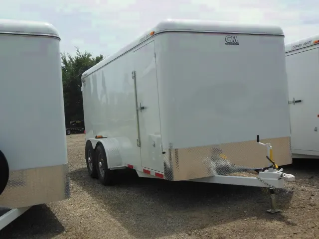 White Flat front 16ft Cargo Trailer with Torsion Tandem Axle
