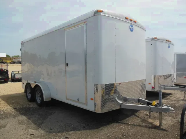 16ft White Flat Front with Double Doors and torsion Axles
