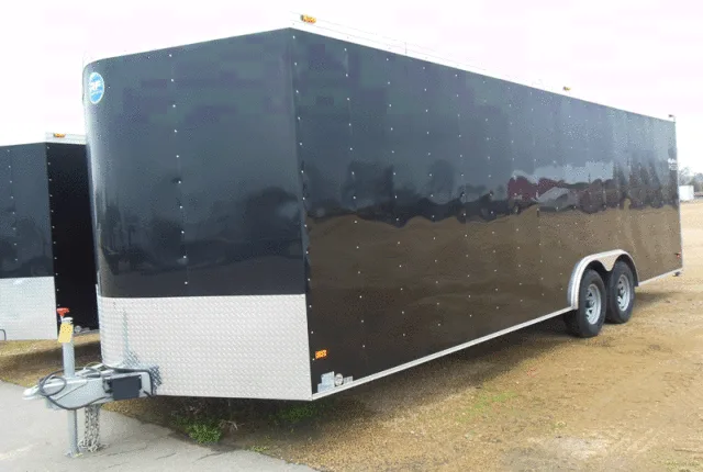 24ft Cargo Trailer with Rear Ramp-Black V-Nose