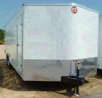 White 24ft Cargo Trailer with Spare, Rear Ramp and More