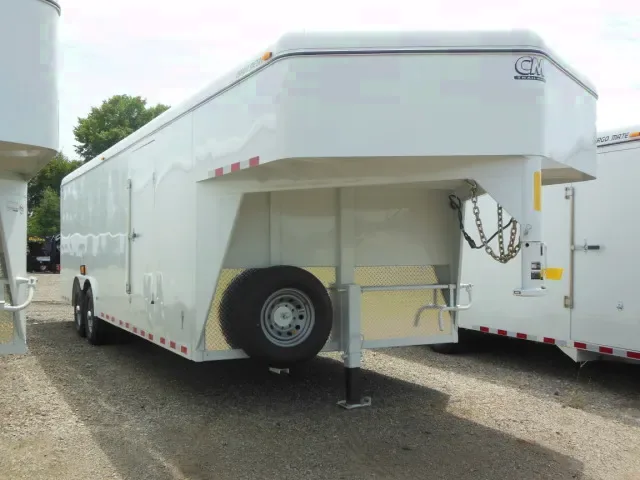 24ft Gooseneck-White, Rear Ramp, Torsion Axles and More