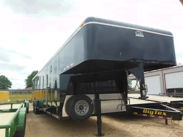 Black 30ft Gooseneck Cargo with Rear Ramp