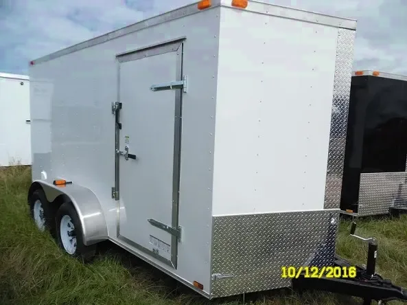14ft Cargo Trailer, Side Door, V-Nose, Double Rear