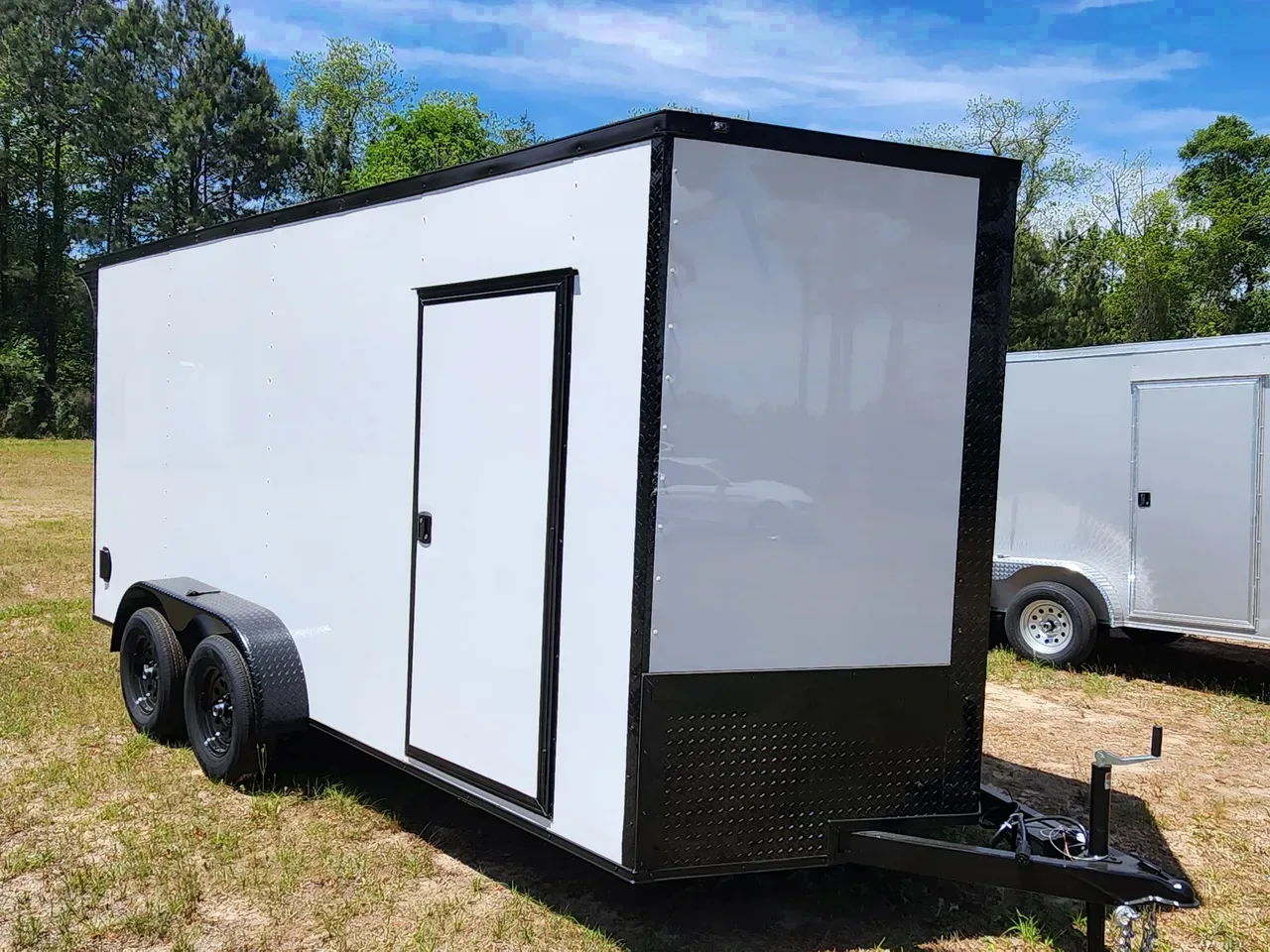 7x16 Enclosed White Poly w/ Blackout Finish PRO Series & Rear Wing