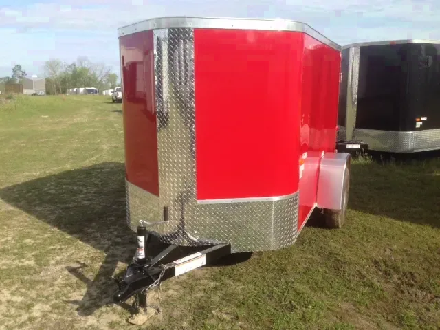 8ft Single Axle - Stabilizer Jacks - Red - Double Doors