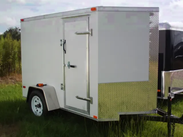 8ft V-nose White Enclosed Trailer