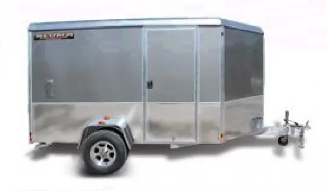 Silver 10ft Enclosed Cargo Trailer W/Wrap Around Diamond Plating