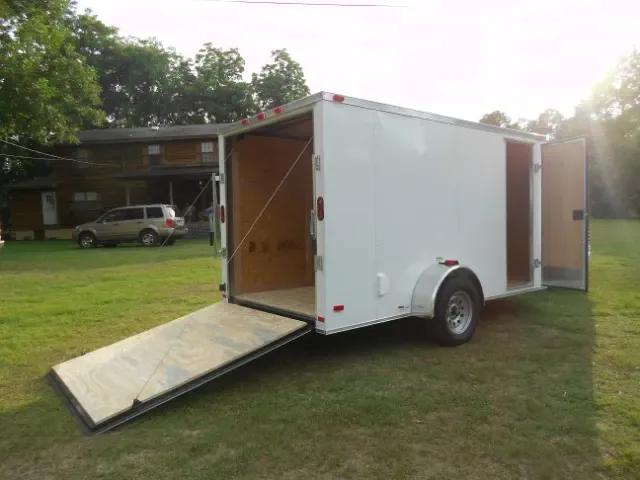12ft V-Nose White Bumper Pull Cargo Trailer