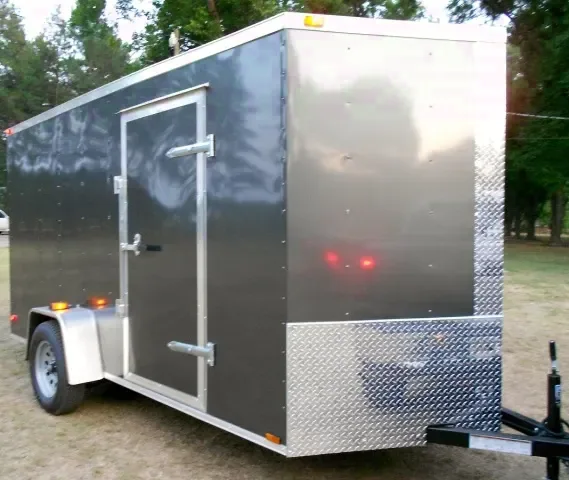 12FT S.A. Charcoal Gray V-Nose Cargo Trailer