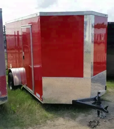 12FT RED SINGLE AXLE CARGO TRAILER