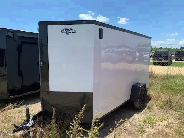 12FT WHITE CARGO TRAILER W/BLACKOUT PACKAGE