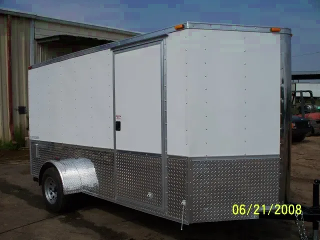 WHITE 12FT V NOSE CARGO TRAILER